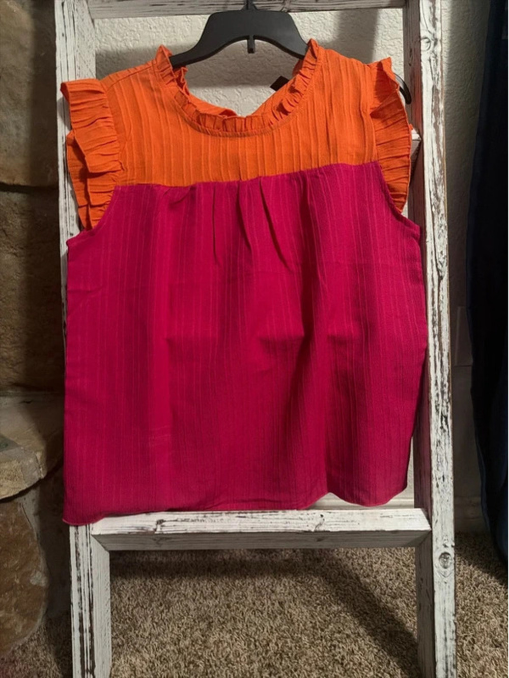 Orange and Pink Women’s Sleeveless Top